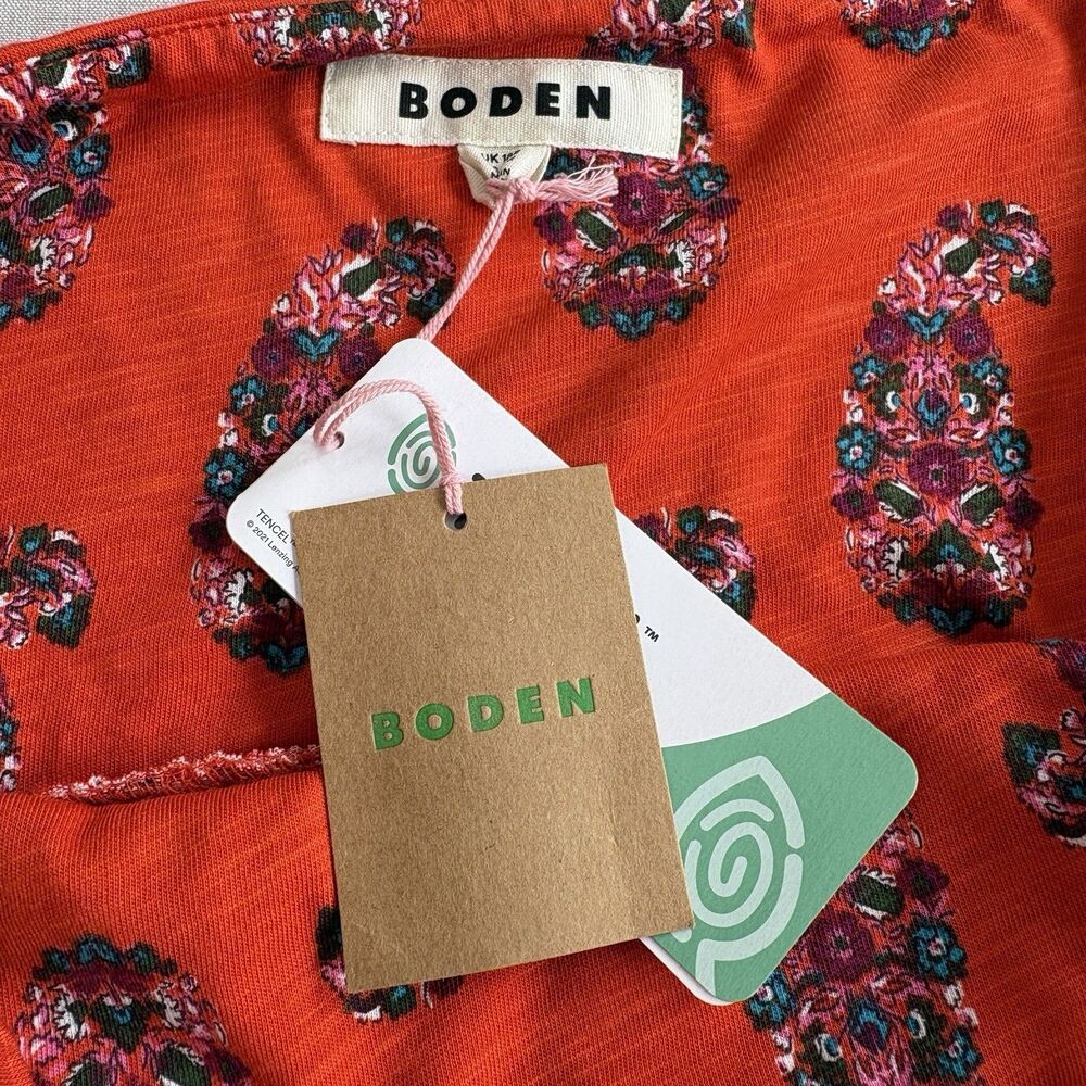 Boden Paisley Maxi Dress US 14 Red Sleeveless Tiered Pockets Cotton Blend NWT - Picture 5 of 10